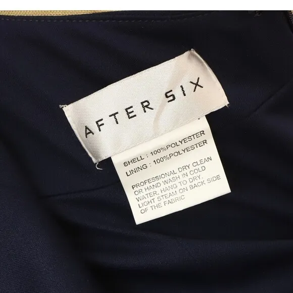 After Six Bow Neck Open Back Trumpet Gown 12 R Midnight Blue Soft Crepe NEW B12