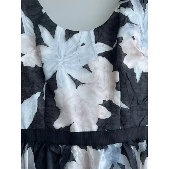 AIDAN MATTOX feminine pastel blue white tulle tea midi dress