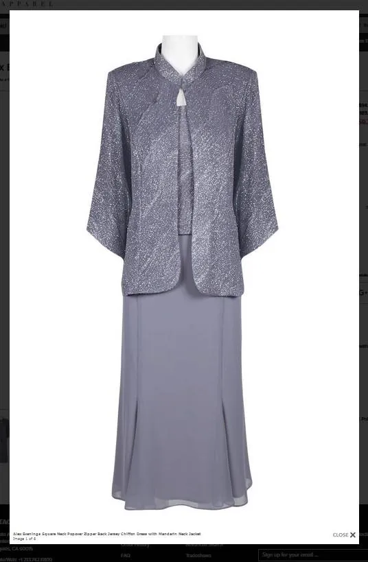 Alex Evenings 8125880 Square Neck Popover Zipper Back
