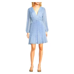 Alex MarieMia Long Sleeve V-Neck Foil Chiffon Dress sz 6