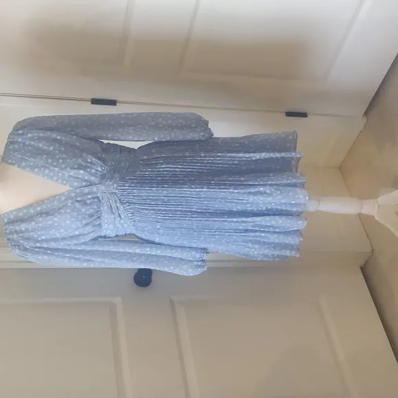 Alex MarieMia Long Sleeve V-Neck Foil Chiffon Dress sz 6