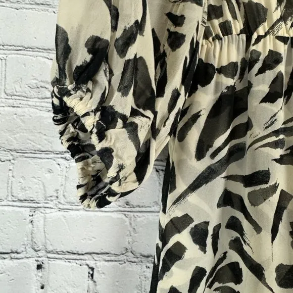 Alexis x Target Botanical One Shoulder Black White Ruffle Chiffon Dress Women S
