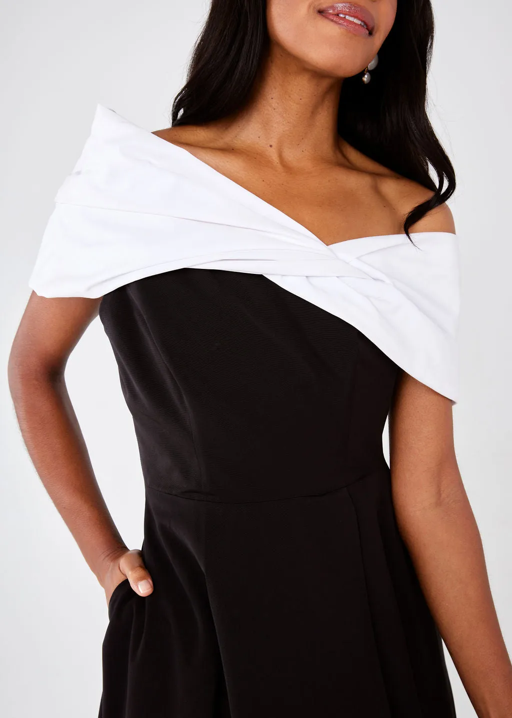 Amelia Gown Black and White Faille