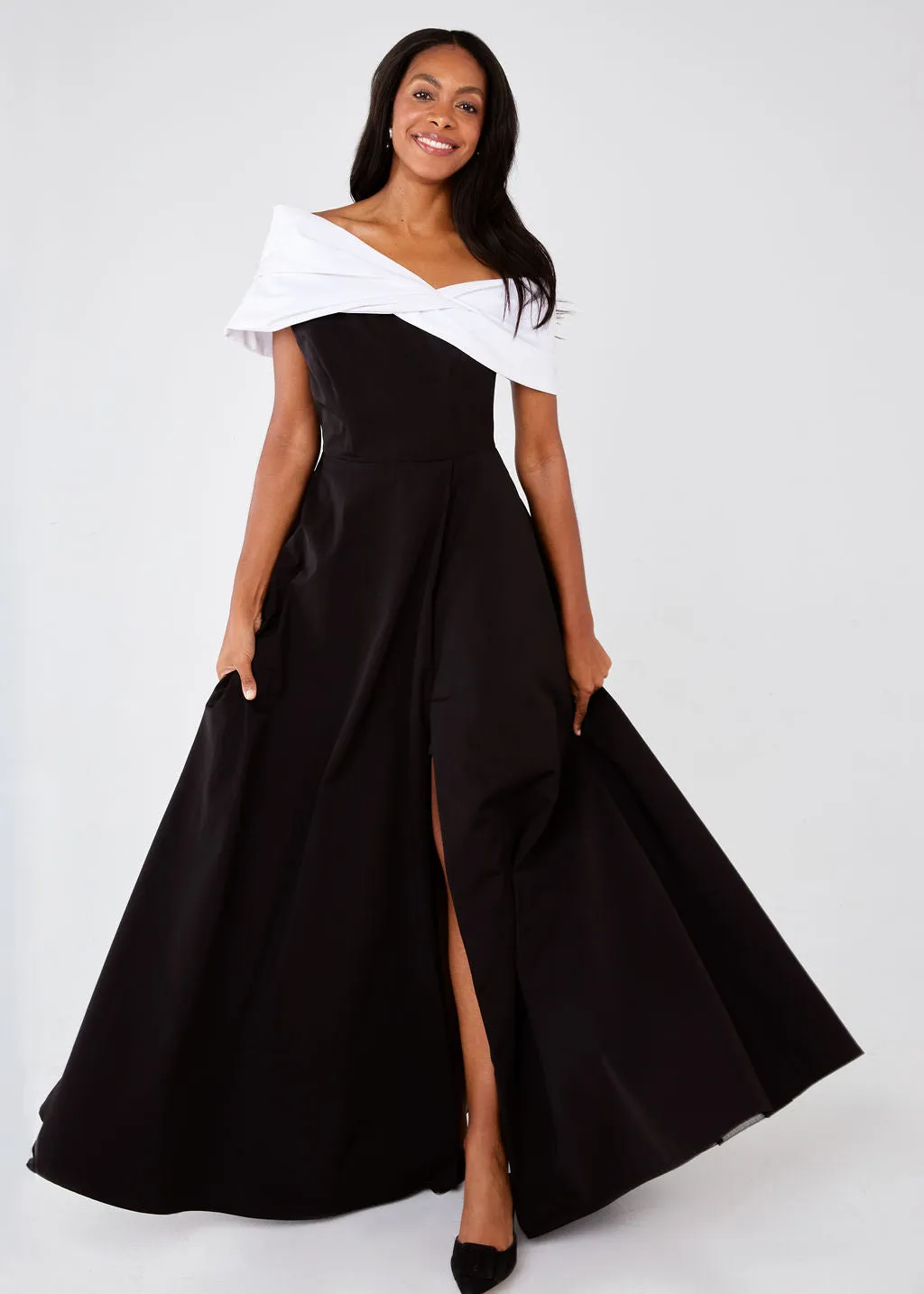 Amelia Gown Black and White Faille