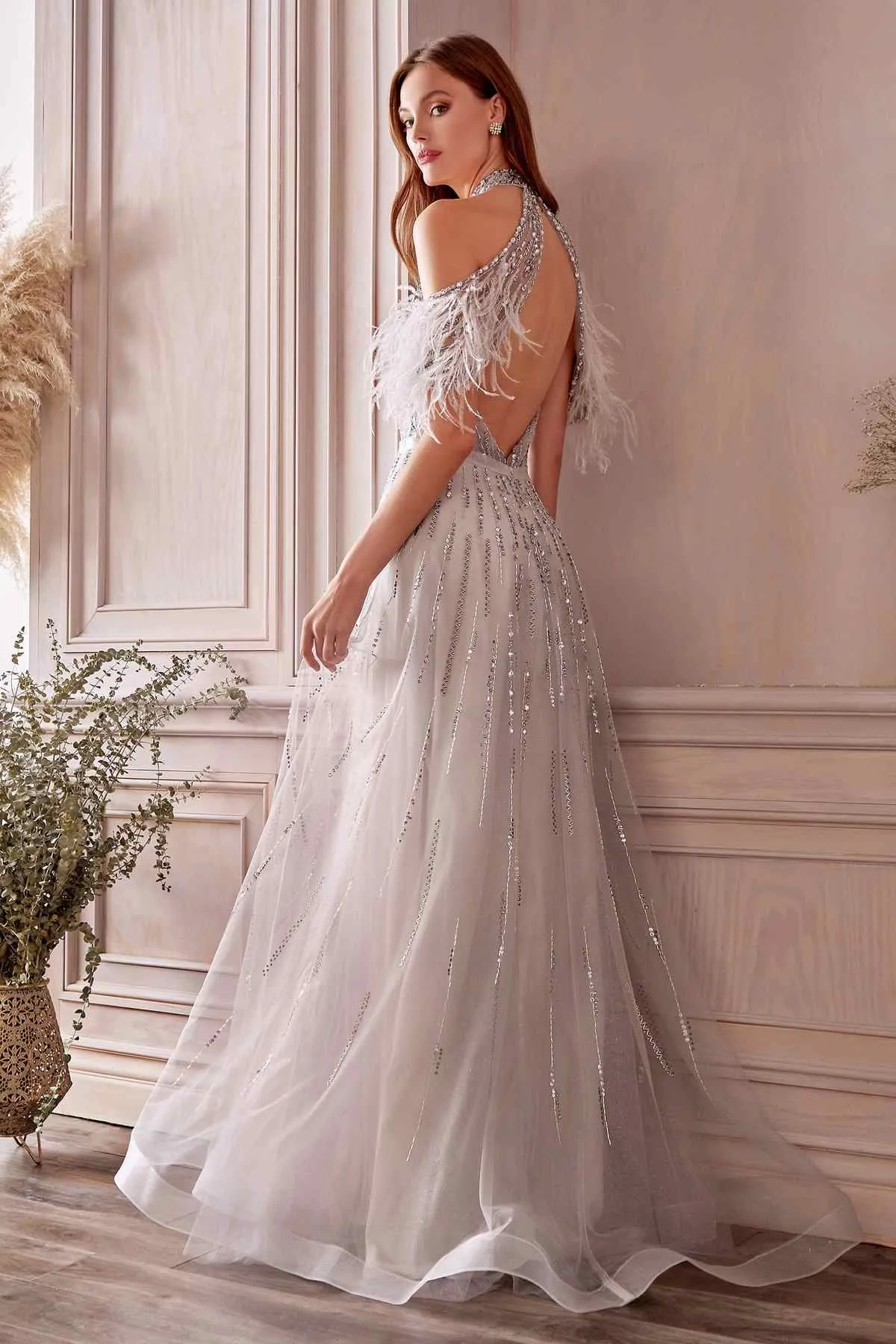 Andrea & Leo A1023 Anastasia Feather A-Line Gown