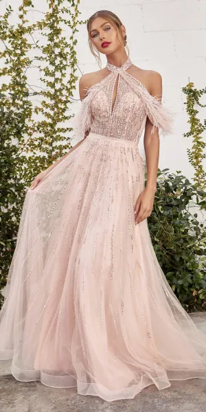 Andrea & Leo A1023 Anastasia Feather A-Line Gown