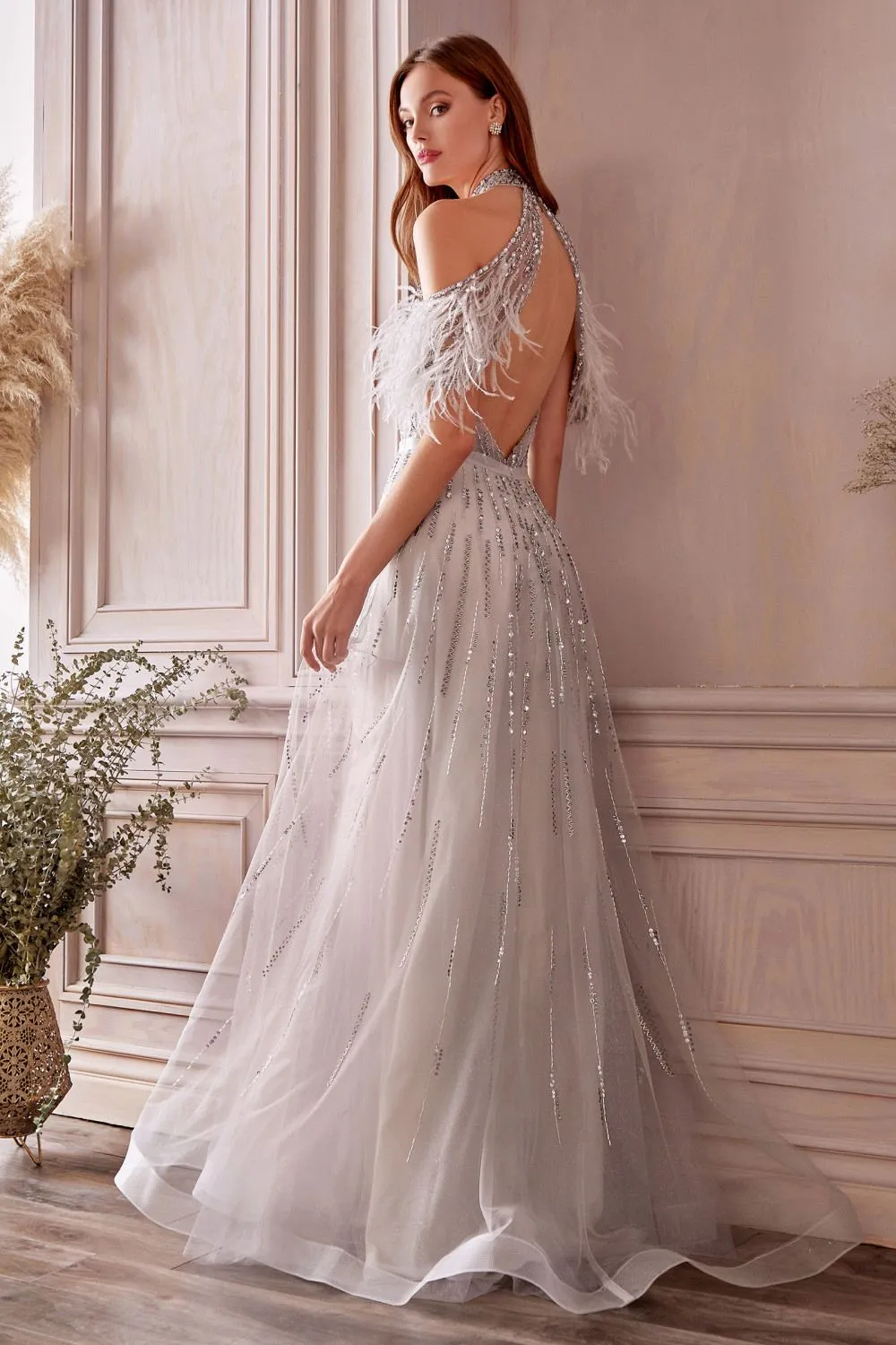 Andrea & Leo A1023 Anastasia Feather A-Line Gown