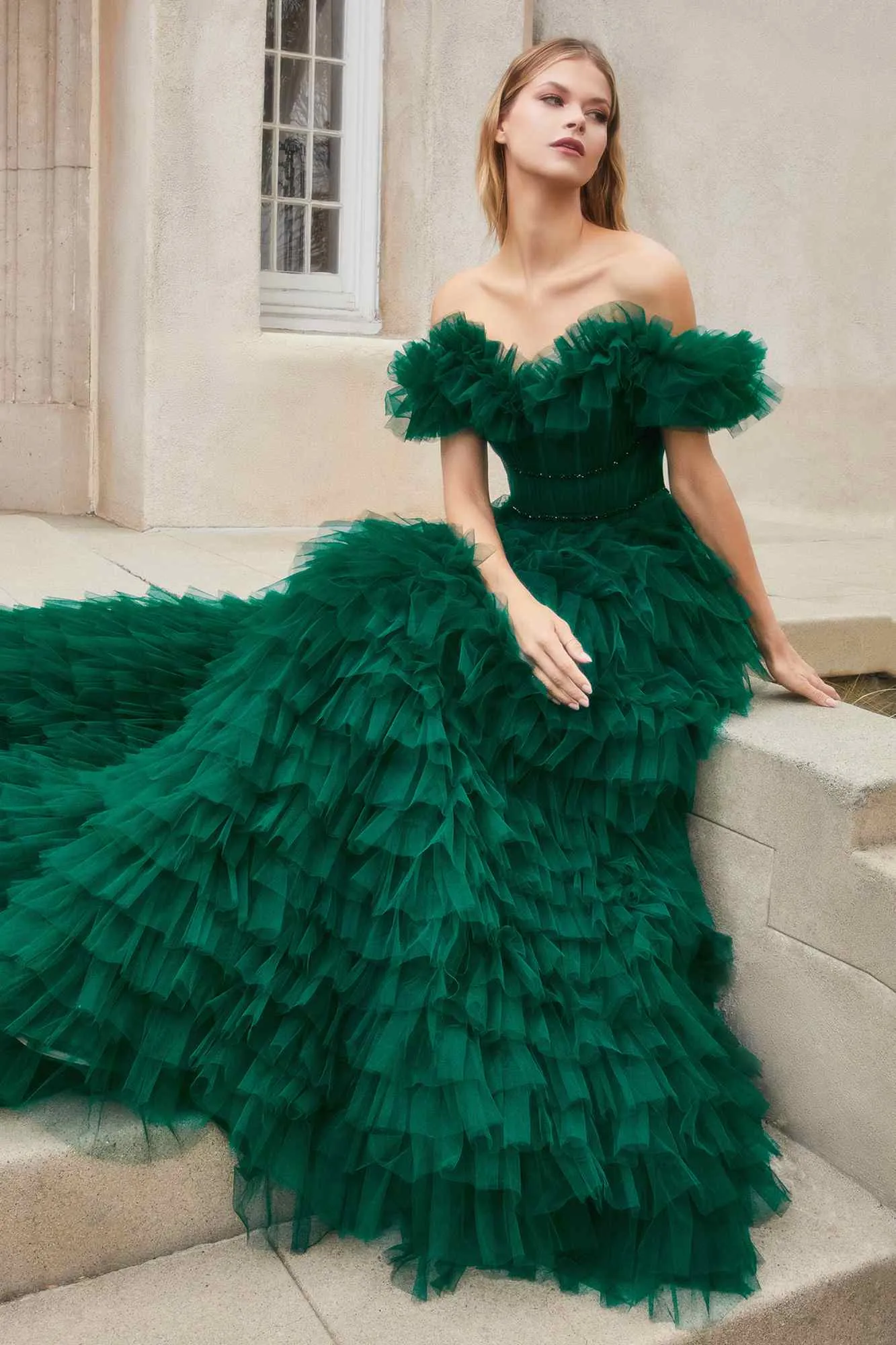 Andrea & Leo A1032 Rouge Tulle Gown
