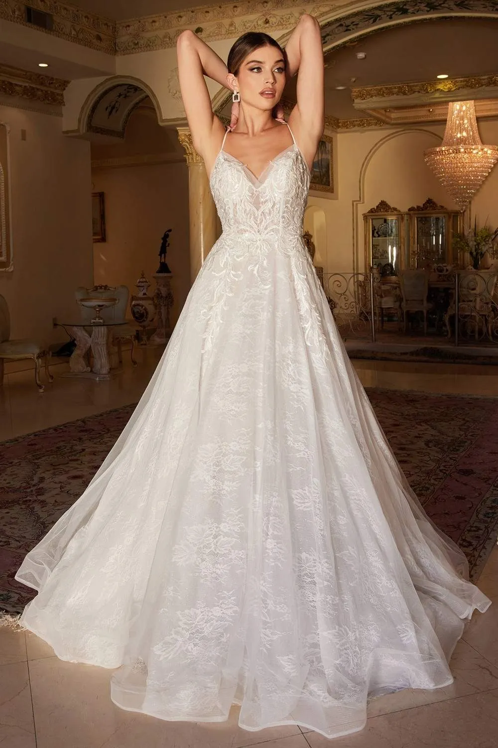 Andrea & Leo A1102W A-Line Chantilly Lace Wedding Gown
