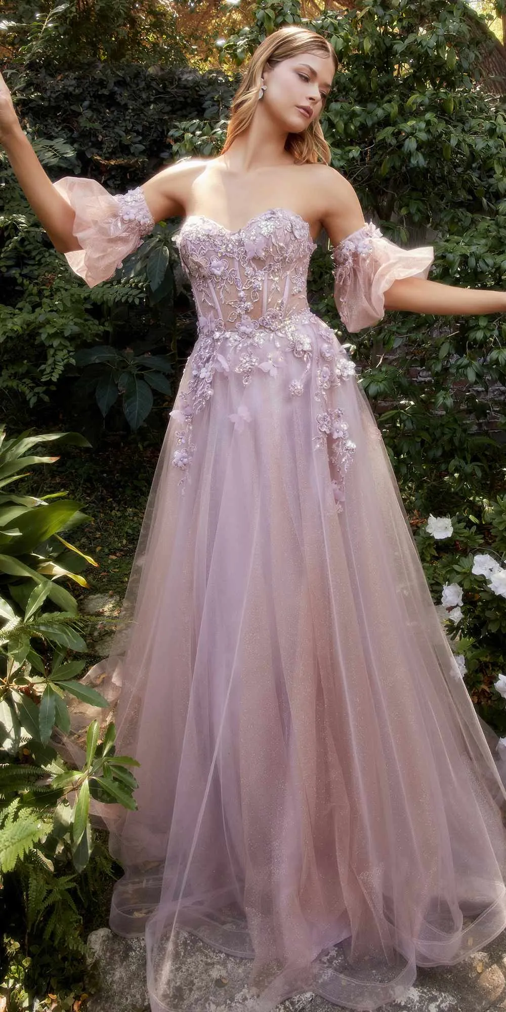 Andrea & Leo A1108 Floor Length Strapless Floral Ball Gown