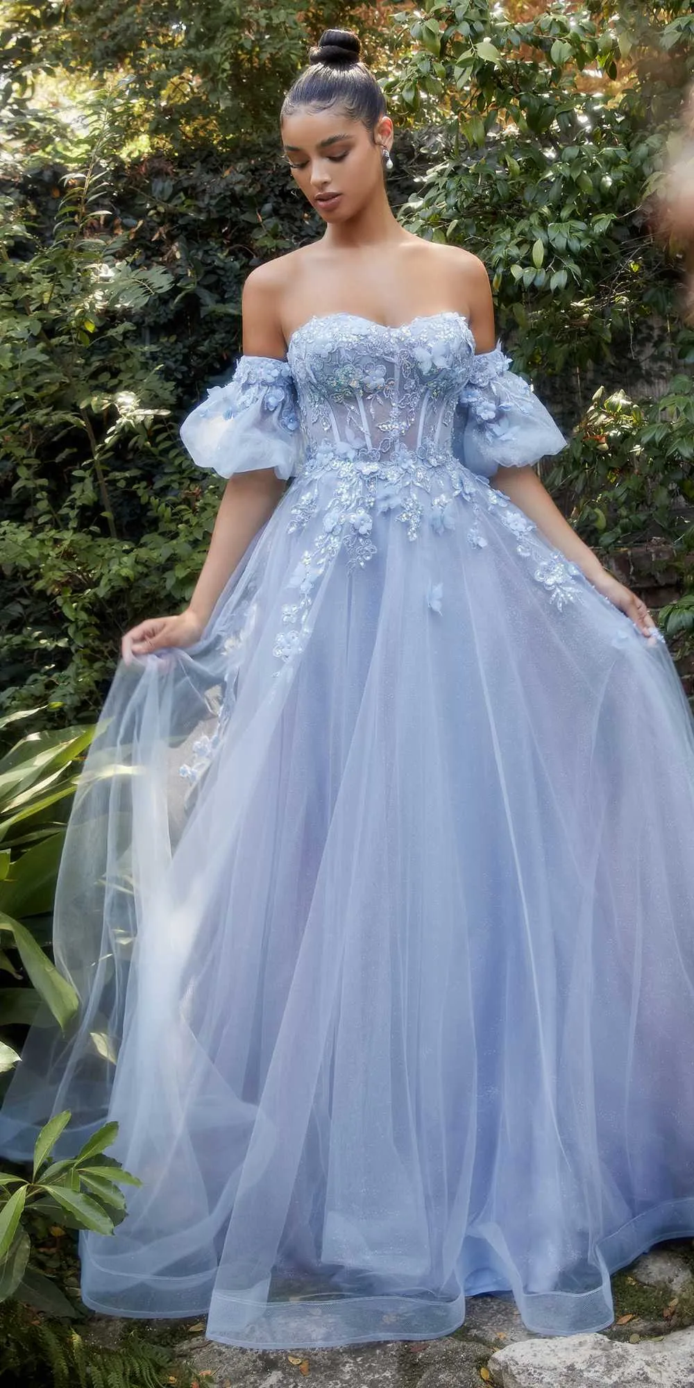 Andrea & Leo A1108 Floor Length Strapless Floral Ball Gown