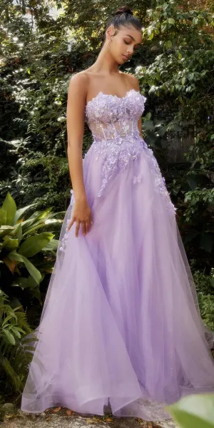 Andrea & Leo A1108 Floor Length Strapless Floral Ball Gown