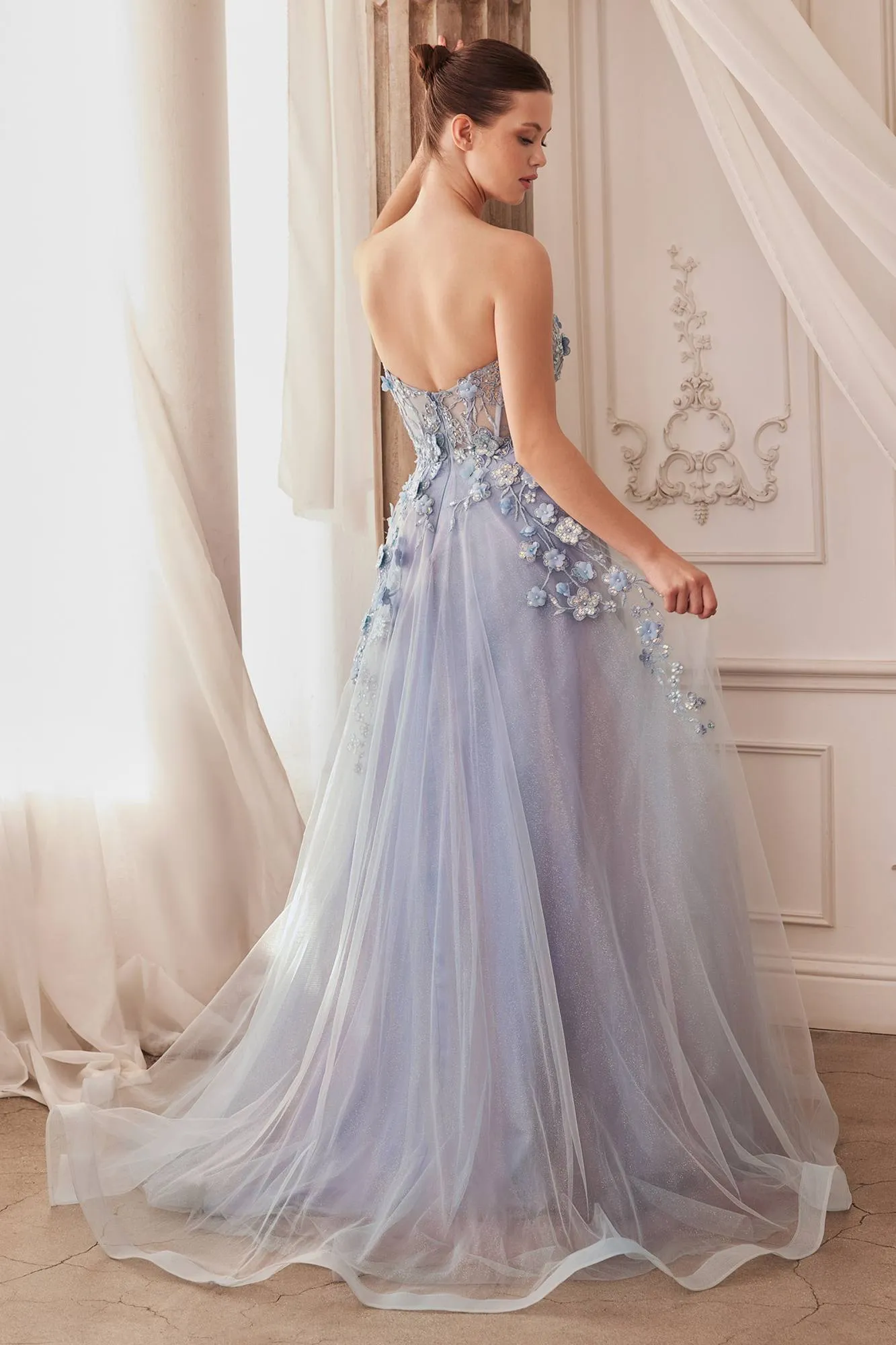 Andrea & Leo A1108 Floor Length Strapless Floral Ball Gown