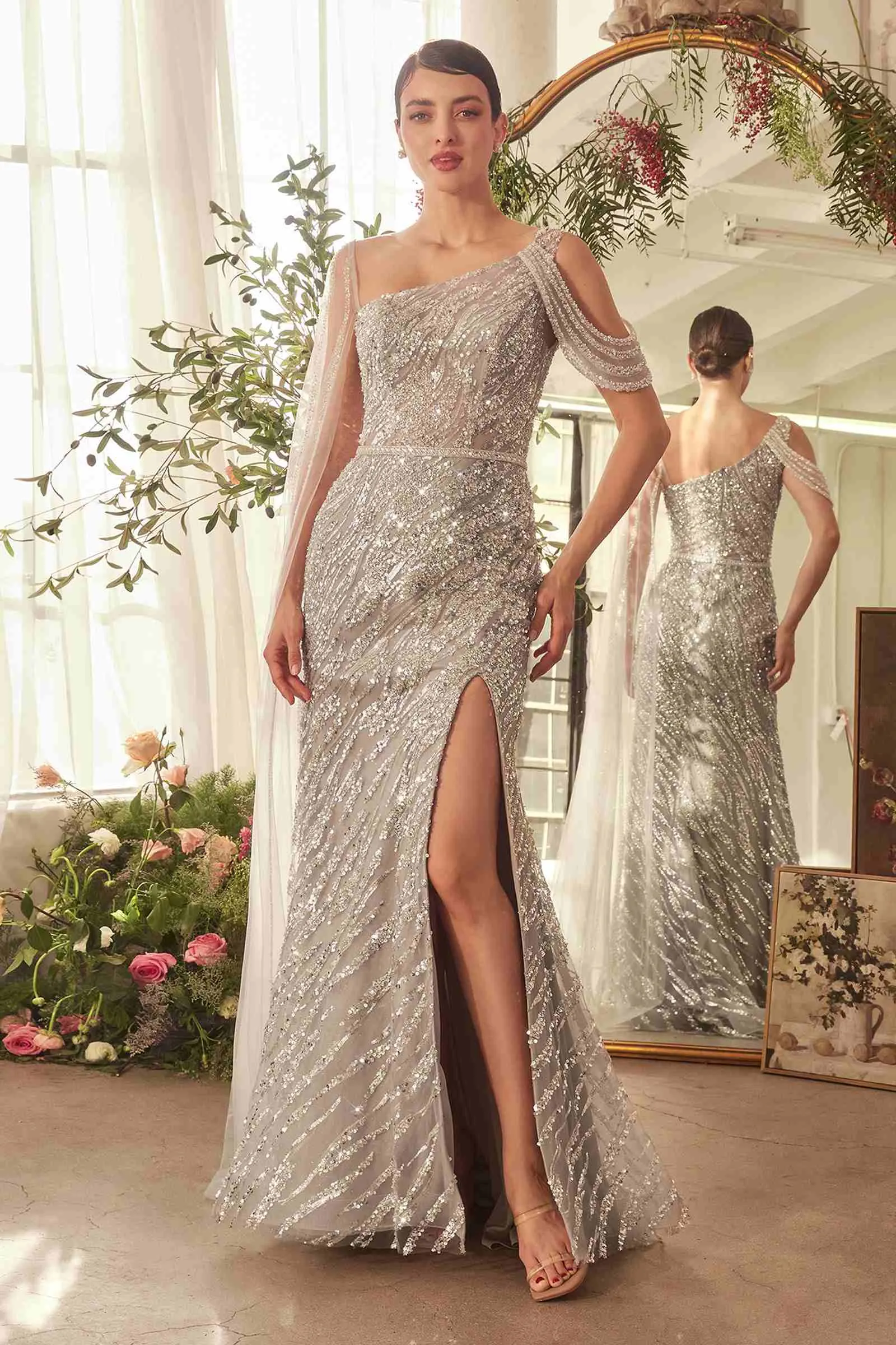 Andrea & Leo A1370 Dress Glimmering Beaded Sheath Gown