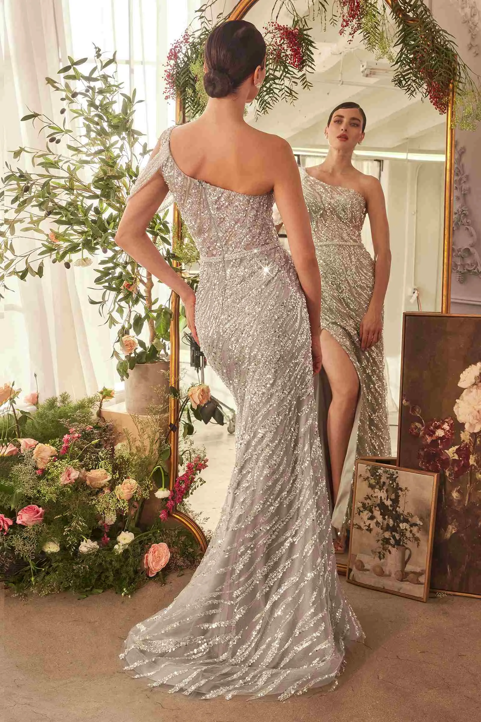Andrea & Leo A1370 Dress Glimmering Beaded Sheath Gown