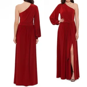 Aqua - Womens Belted One Shoulder Evening Dress