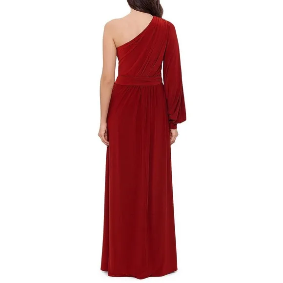 Aqua - Womens Belted One Shoulder Evening Dress