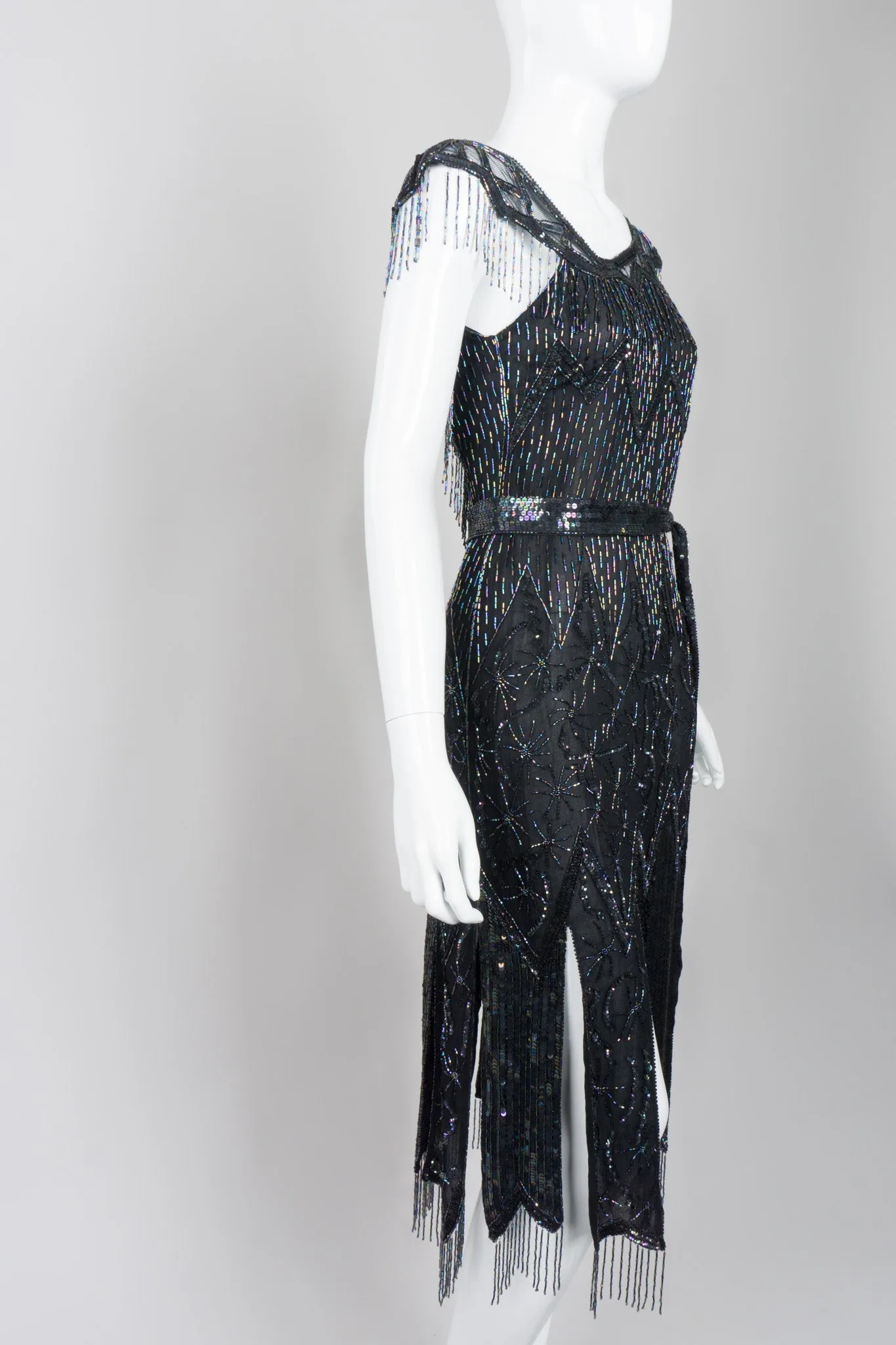 Asymmetrical Beaded Fringe Dress