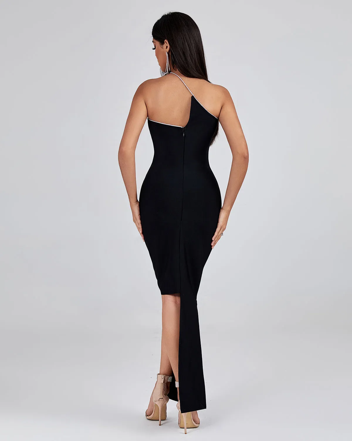 Asymmetrical Open Back Bandage Dress
