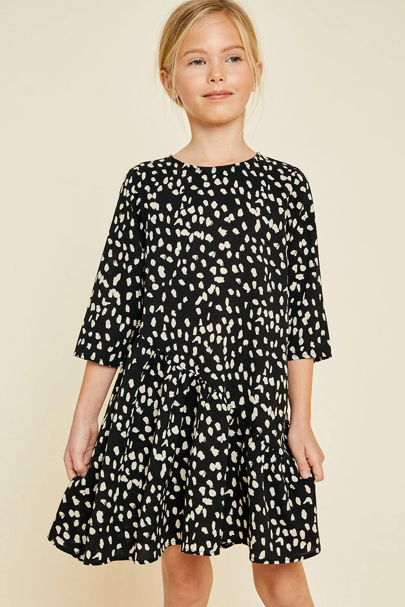 Asymmetrical Ruffle Mini Swing Dress