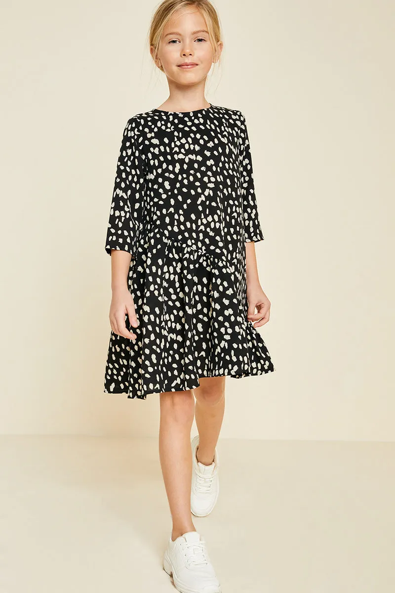 Asymmetrical Ruffle Mini Swing Dress