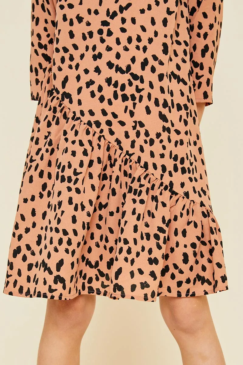 Asymmetrical Ruffle Mini Swing Dress