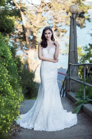 Atelier - Selena Huan Frosted Alençon Lace Mermaid Wedding Dress with Illusion Back
