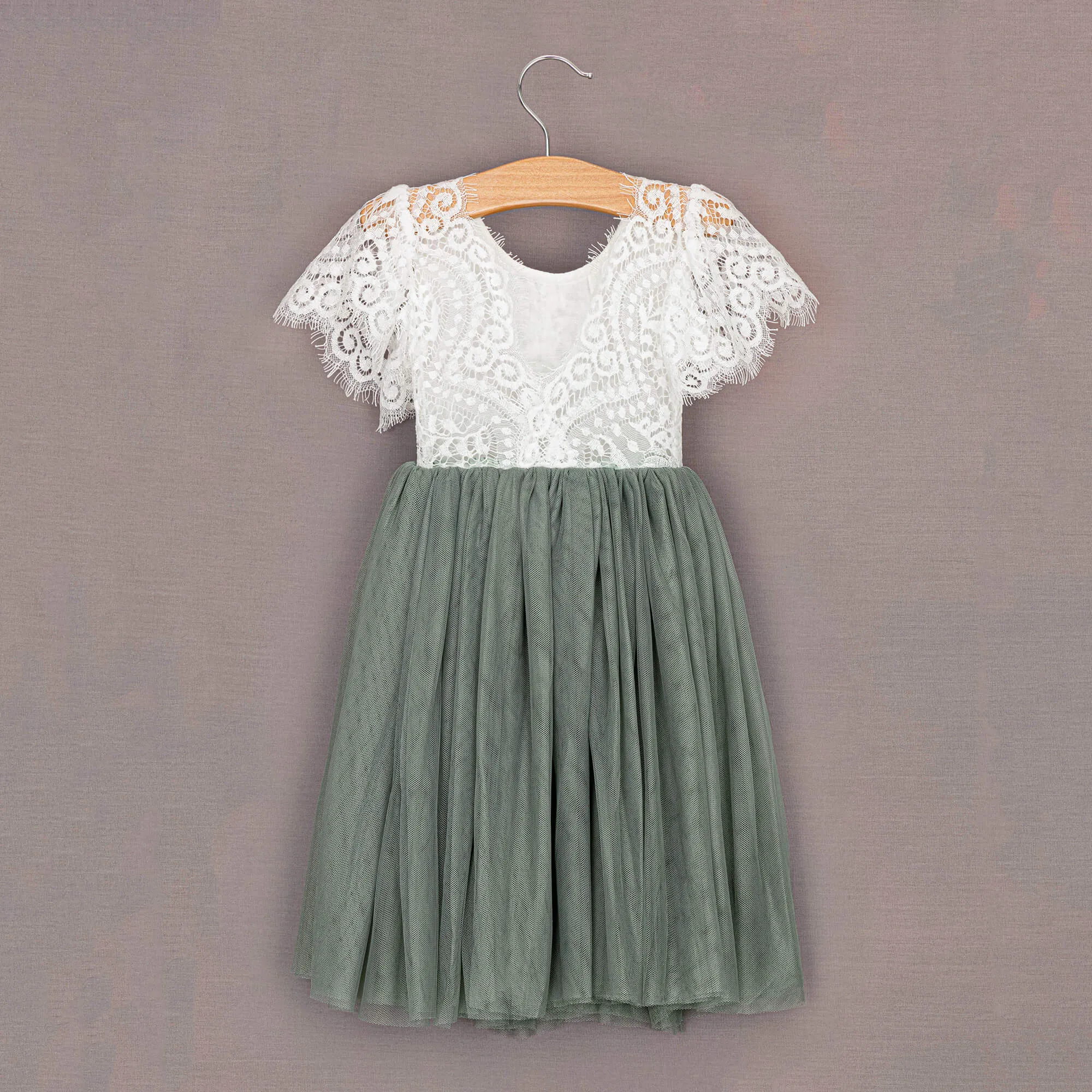 Baby Bohemian Flutter - Tea Dress / Full Length - Sage Green