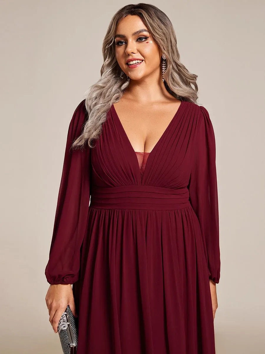 Belindy burgundy chiffon long sleeve dress s16 Express NZ wide