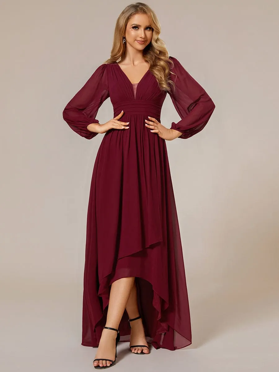 Belindy burgundy chiffon long sleeve dress s16 Express NZ wide