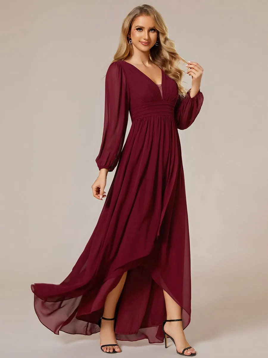Belindy burgundy chiffon long sleeve dress s16 Express NZ wide
