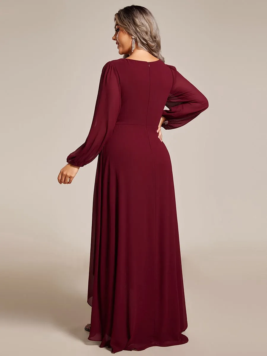 Belindy burgundy chiffon long sleeve dress s16 Express NZ wide