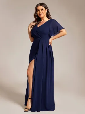 Bernice navy sleeved bridesmaid dress with slit s28 Express NZ wide