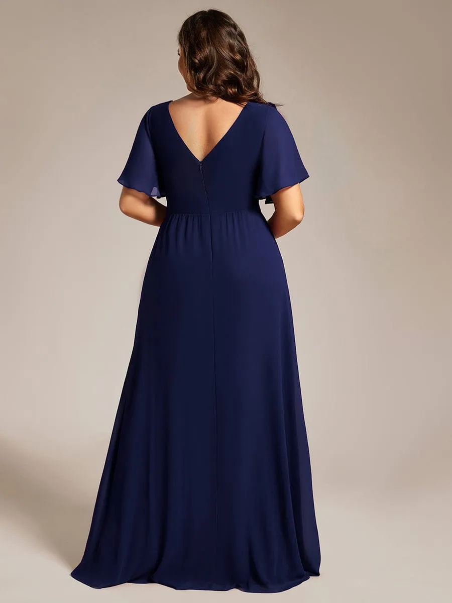 Bernice navy sleeved bridesmaid dress with slit s28 Express NZ wide