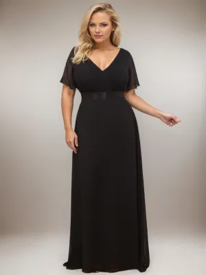 Billie chiffon Evening Ball Dress in Black Express s22 NZ wide