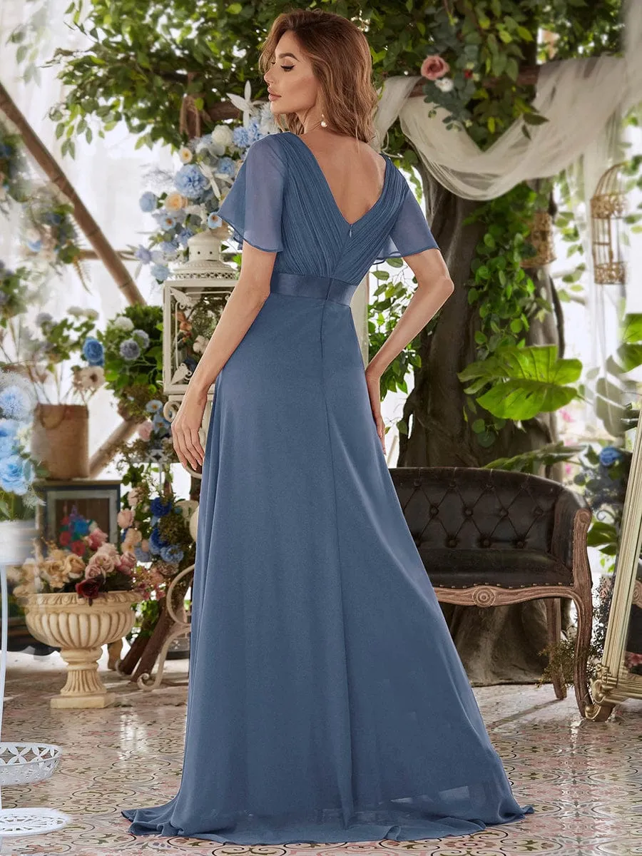 Billie flutter sleeve bridesmaid dress in dusky navy s22 Express NZ wide