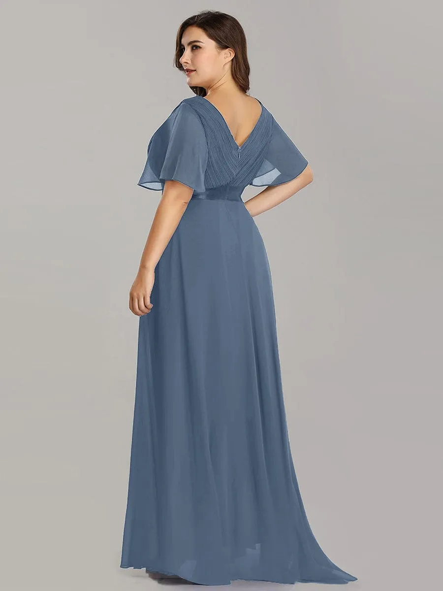 Billie flutter sleeve bridesmaid dress in dusky navy s22 Express NZ wide