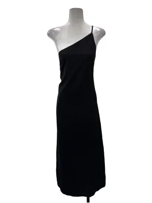 Black One-Shoulder Midi Dress