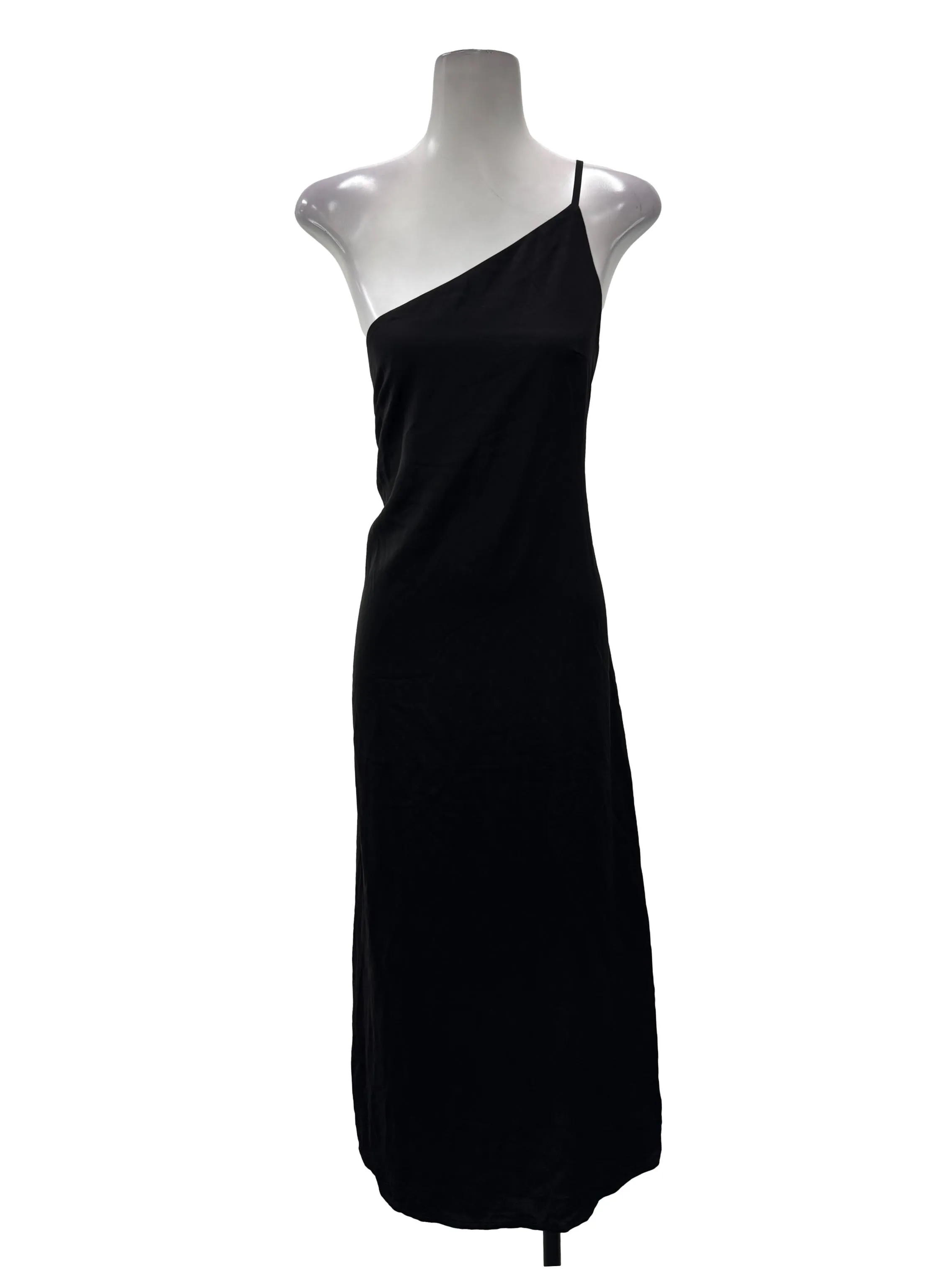 Black One-Shoulder Midi Dress