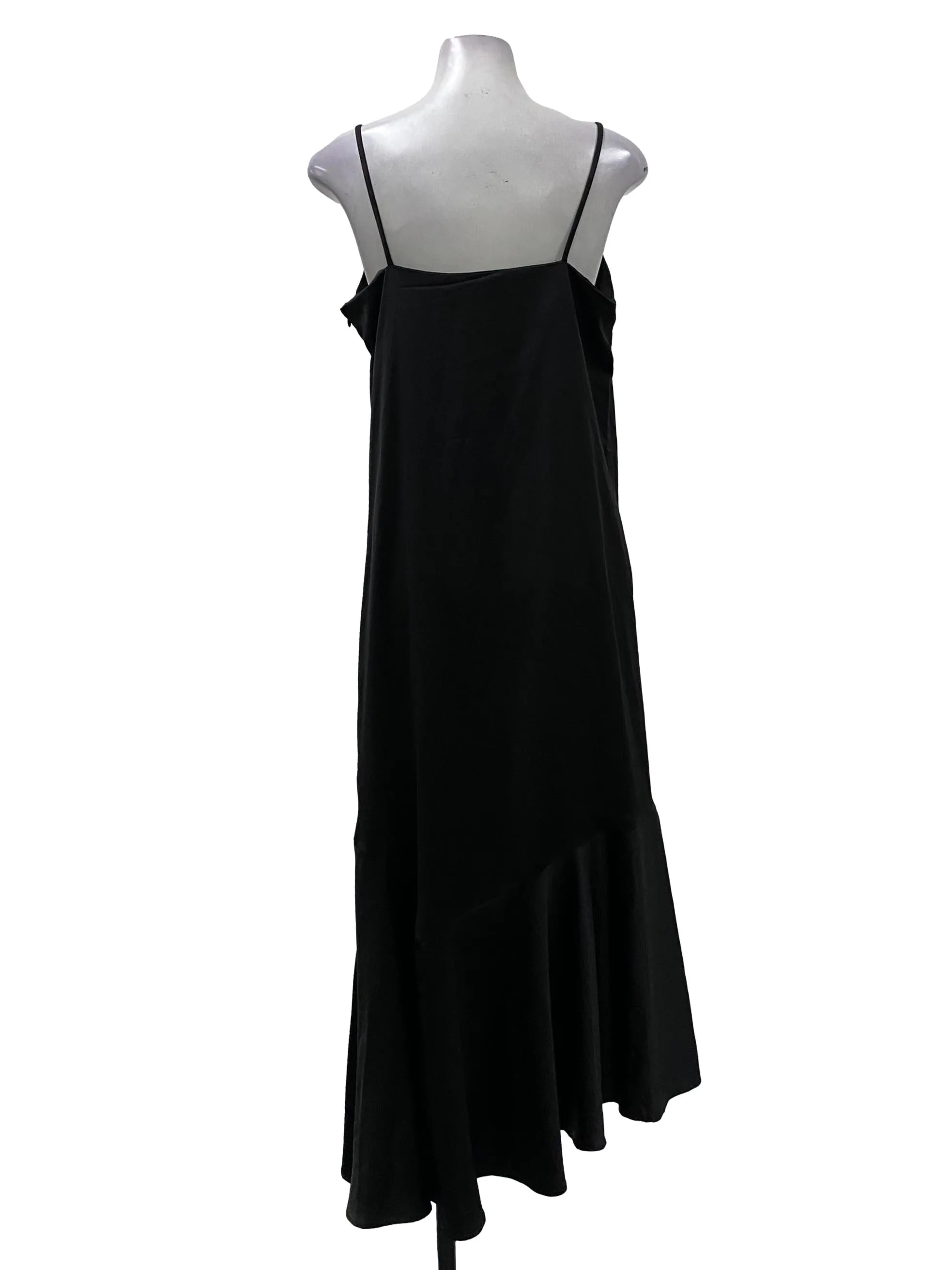 Black Spaghetti Strap Asymmetrical Dress