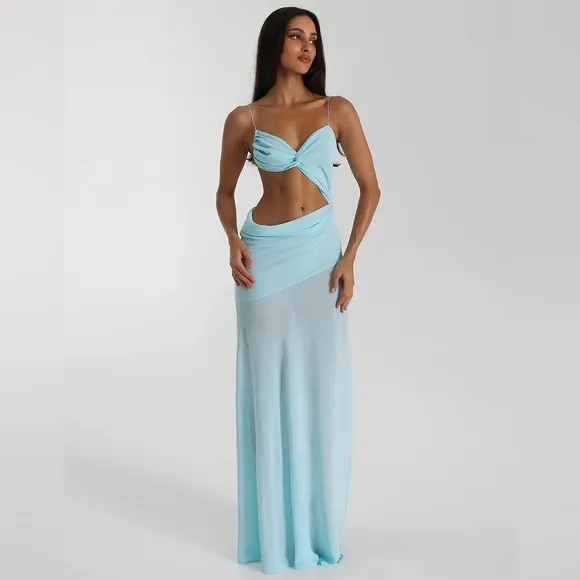 Blue Sheer Vacation Dress