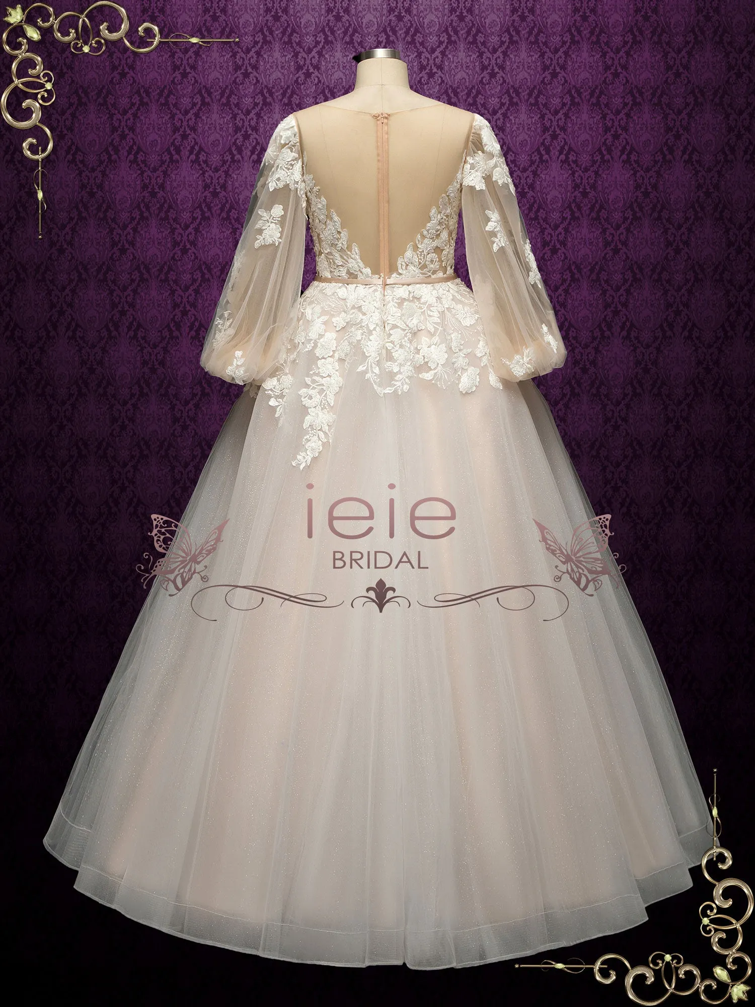 Blush Lace Ball Gown Wedding Dress ZELLA