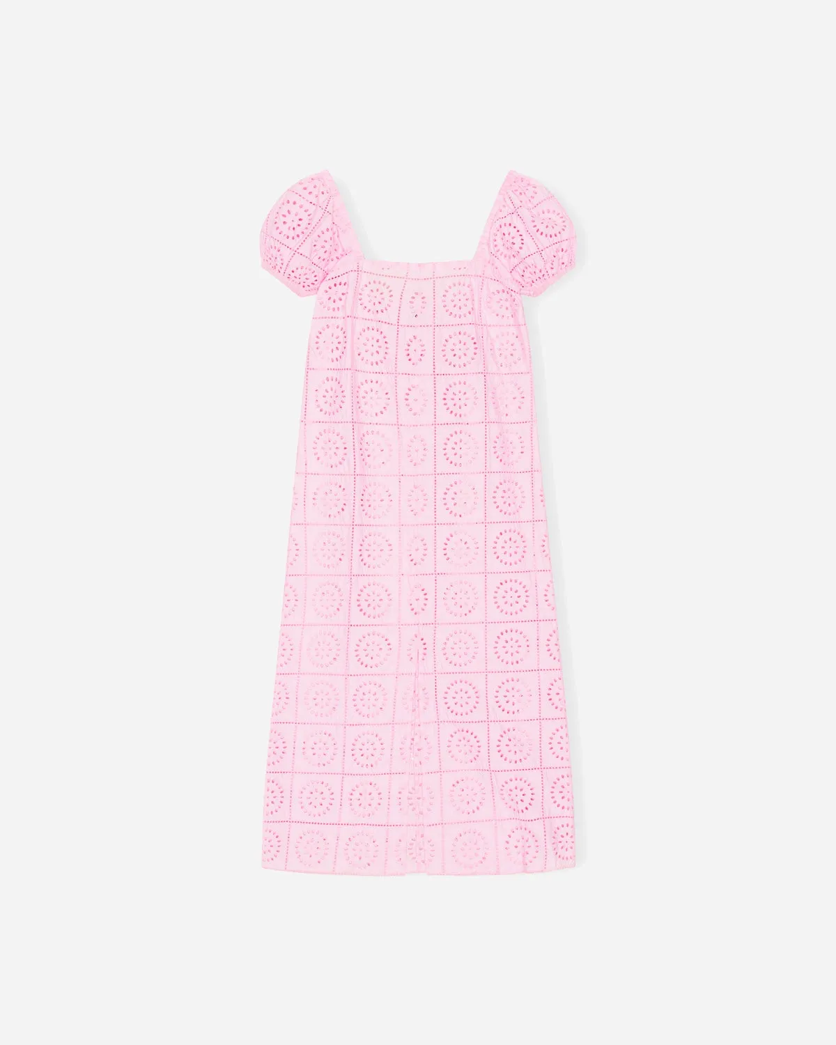 Broderie Anglaise Midi Dress - Pink Tulle