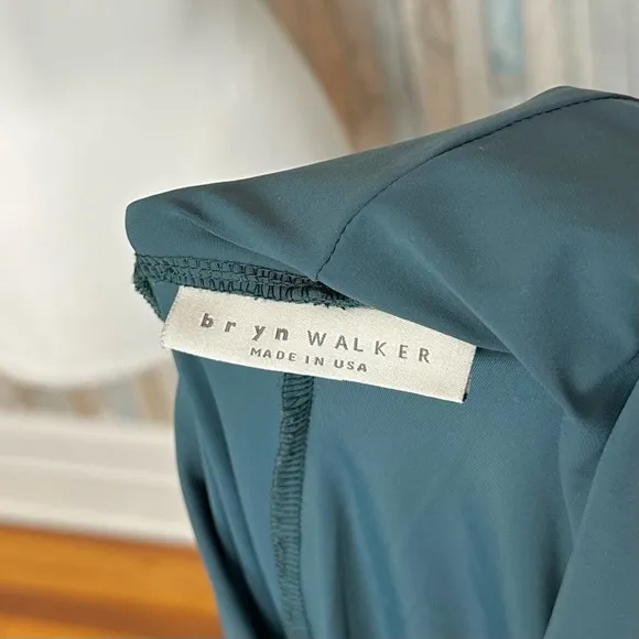 Bryn Walker M Teal Green Draped Cowl Neck Tunic Dress Boho Lagenlook $168