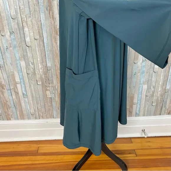 Bryn Walker M Teal Green Draped Cowl Neck Tunic Dress Boho Lagenlook $168