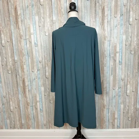 Bryn Walker M Teal Green Draped Cowl Neck Tunic Dress Boho Lagenlook $168