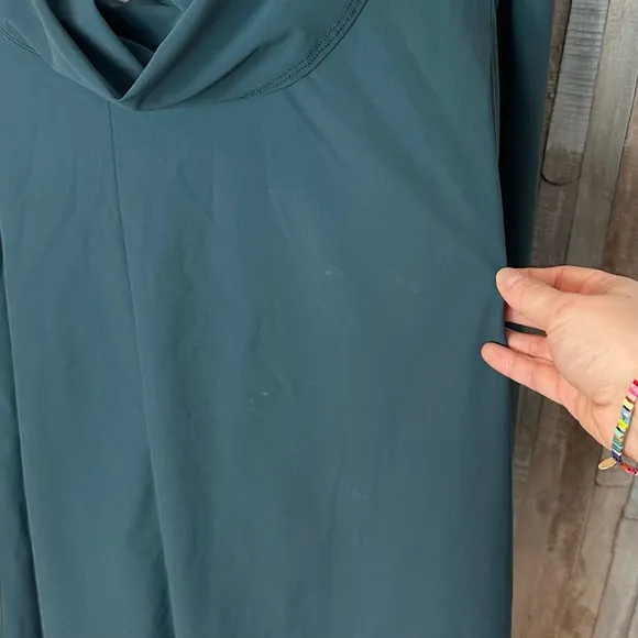 Bryn Walker M Teal Green Draped Cowl Neck Tunic Dress Boho Lagenlook $168