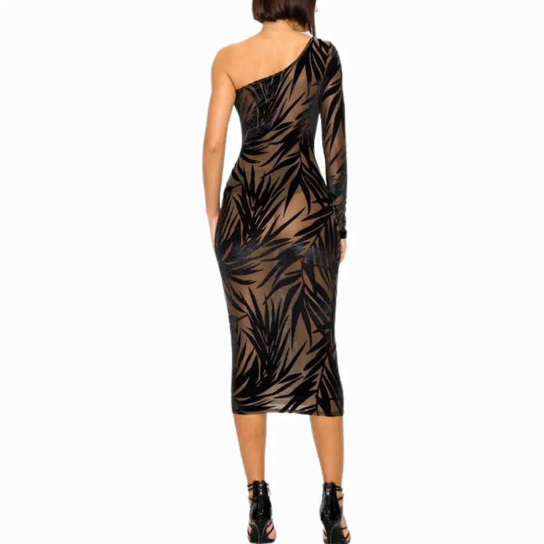 Burn Out One Shoulder Midi Dress