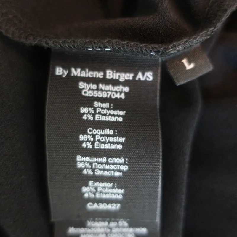 By Malene Birger Dress Natuche Black Draped Stretch Crepe Size Large NEW