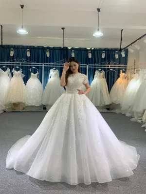 BYG 2020 fashion style short sleeves wedding dress